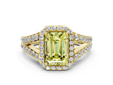 Yellow gold Fancy Yellow Emerald Cut Diamond Split Shank Halo Ring with Four-Prong Setting_41