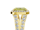 Yellow gold Fancy Yellow Emerald Cut Diamond Split Shank Halo Ring with Four-Prong Setting_46