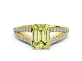 Yellow gold Fancy Yellow Emerald Cut Diamond Split Shank Pavé Engagement Ring with Four-Prong Setting_76