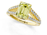 Yellow gold Fancy Yellow Emerald Cut Diamond Split Shank Pavé Engagement Ring with Four-Prong Setting_77