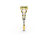 Yellow gold Fancy Yellow Emerald Cut Diamond Split Shank Pavé Engagement Ring with Four-Prong Setting_78