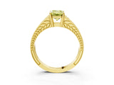 Yellow gold Fancy Yellow Emerald Cut Diamond Split Shank Ring with Pavé Band and Four-Prong Setting_61