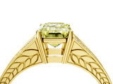 Yellow gold Fancy Yellow Emerald Cut Diamond Split Shank Ring with Pavé Band and Four-Prong Setting_62