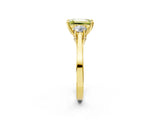 Yellow gold Fancy Yellow Emerald Cut Diamond Three-Stone Engagement Ring with Prong Setting and Pavé Band_13