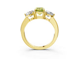 Yellow gold Fancy Yellow Emerald Cut Diamond Three-Stone Ring with Prong Setting and Classic Band_127