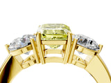Yellow gold Fancy Yellow Emerald Cut Diamond Three-Stone Ring with Prong Setting and Classic Band_128