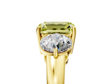 Yellow gold Fancy Yellow Emerald Cut Diamond Three-Stone Ring with Prong Setting and Classic Band_129