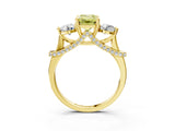 Yellow gold Fancy Yellow Emerald Cut Diamond Three-Stone Ring with Prong Setting and Pavé Band_3