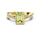 Yellow gold Fancy Yellow Emerald  Cut Diamond Twist Band Solitaire with Prong Setting_29