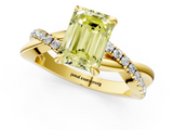 Yellow gold Fancy Yellow Emerald  Cut Diamond Twist Band Solitaire with Prong Setting_30
