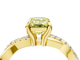 Yellow gold Fancy Yellow Emerald  Cut Diamond Twist Band Solitaire with Prong Setting_33