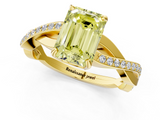 Yellow gold Fancy Yellow Emerald  Cut Diamond Twisted Band Engagement Ring with Prong Setting_4