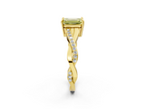 Yellow gold Fancy Yellow Emerald  Cut Diamond Twisted Band Engagement Ring with Prong Setting_5