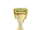 Yellow gold Fancy Yellow Emerald  Cut Diamond Twisted Band Engagement Ring with Prong Setting_8