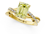 Yellow gold Fancy Yellow Emerald  Cut Diamond Twisted Band with Pavé Setting and Four-Prong Setting_21