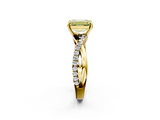 Yellow gold Fancy Yellow Emerald  Cut Diamond Twisted Band with Pavé Setting and Four-Prong Setting_22