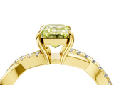 Yellow gold Fancy Yellow Emerald  Cut Diamond Twisted Band with Pavé Setting and Four-Prong Setting_24