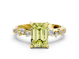 Yellow gold Fancy Yellow Emerald  Cut Diamond Vine Band with Four-Prong Setting_54