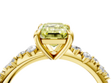 Yellow gold Fancy Yellow Emerald  Cut Diamond Vine Band with Four-Prong Setting_58
