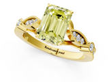 Yellow gold Fancy Yellow Emerald  Cut Diamond with Milgrain Marquise and Bezel Accents on a Solitaire Band with Prong Setting_208