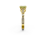 Yellow gold Fancy Yellow Emerald  Cut Diamond with Milgrain Marquise and Bezel Accents on a Solitaire Band with Prong Setting_209
