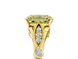 Yellow gold Fancy Yellow Emerald  Cut Diamond with Milgrain Marquise and Bezel Accents on a Solitaire Band with Prong Setting_212