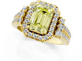 Yellow gold Fancy Yellow Emerald  Cut Double Halo Diamond Engagement Ring with Pave Band and Four-Prong Setting_43