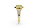 Yellow gold Fancy Yellow Emerald  Cut Double Halo Diamond Engagement Ring with Pave Band and Four-Prong Setting_44