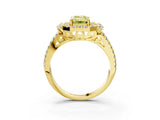 Yellow gold Fancy Yellow Emerald  Cut Double Halo Diamond Engagement Ring with Pave Band and Four-Prong Setting_45
