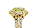 Yellow gold Fancy Yellow Emerald  Cut Double Halo Diamond Engagement Ring with Pave Band and Four-Prong Setting_47