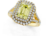 Yellow gold Fancy Yellow Emerald  Cut Double Halo Split Shank Diamond Ring with Prong Setting_50