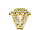 Yellow gold Fancy Yellow Emerald  Cut Double Halo Split Shank Diamond Ring with Prong Setting_54