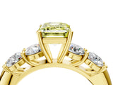 Yellow gold Fancy Yellow Emerald  Cut Five-Stone Prong Set Diamond Ring with Classic Band_36