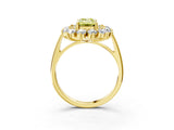 Yellow gold Fancy Yellow Emerald Cut Halo Cluster Diamond Ring with Pave Band and Four-Prong Setting_15