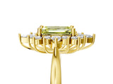 Yellow gold Fancy Yellow Emerald Cut Halo Diamond Cluster Ring with Marquise and Round Stones on a White Gold Band with Prong Setting_5