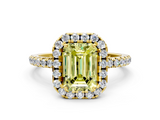 Yellow gold Fancy Yellow Emerald  Cut Halo Diamond Engagement Ring with Pave Band and Four-Prong Setting_20