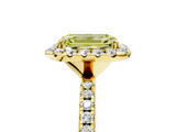 Yellow gold Fancy Yellow Emerald  Cut Halo Diamond Engagement Ring with Pave Band and Four-Prong Setting_25