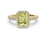 Yellow gold Fancy Yellow Emerald  Cut Halo Diamond Engagement Ring with Pave Band and Four-Prong Setting_28