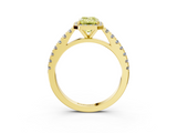 Yellow gold Fancy Yellow Emerald  Cut Halo Diamond Engagement Ring with Pave Band and Four-Prong Setting_31