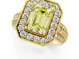 Yellow gold Fancy Yellow Emerald Cut Halo Diamond Engagement Ring with Pave Split Shank and Four-Prong Setting_1