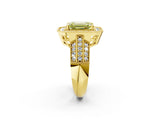 Yellow gold Fancy Yellow Emerald Cut Halo Diamond Engagement Ring with Pave Split Shank and Four-Prong Setting_2