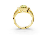 Yellow gold Fancy Yellow Emerald Cut Halo Diamond Engagement Ring with Pave Split Shank and Four-Prong Setting_3
