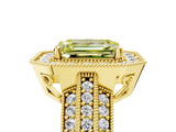 Yellow gold Fancy Yellow Emerald Cut Halo Diamond Engagement Ring with Pave Split Shank and Four-Prong Setting_5