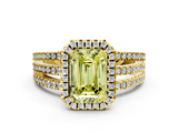 Yellow gold Fancy Yellow Emerald  Cut Halo Diamond Engagement Ring with Split Shank and Four-Prong Setting_20