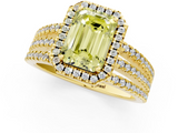 Yellow gold Fancy Yellow Emerald  Cut Halo Diamond Engagement Ring with Split Shank and Four-Prong Setting_21