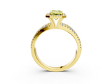 Yellow gold Fancy Yellow Emerald  Cut Halo Diamond Engagement Ring with Split Shank and Four-Prong Setting_23