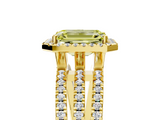 Yellow gold Fancy Yellow Emerald  Cut Halo Diamond Engagement Ring with Split Shank and Four-Prong Setting_25