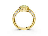 Yellow gold Fancy Yellow Emerald  Cut Halo Diamond Pave Band Ring with Four-Prong Setting_79