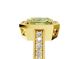 Yellow gold Fancy Yellow Emerald  Cut Halo Diamond Pave Band Ring with Four-Prong Setting_81