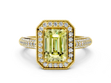 Yellow gold Fancy Yellow Emerald  Cut Halo Diamond Pave Band with Four-Prong Setting_37